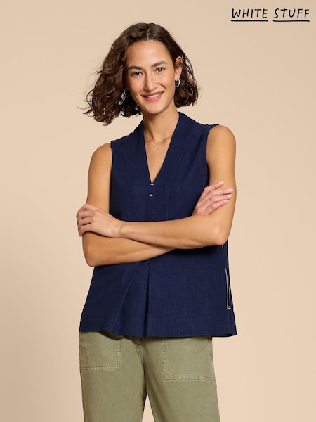 White Stuff Blue Celia Jersey Mix Shirt (960065) | £45