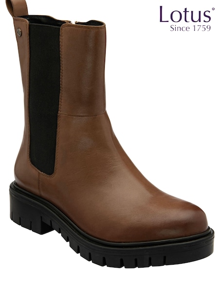 Lotus Natural Leather Pull-On Ankle Boots (960780) | £90