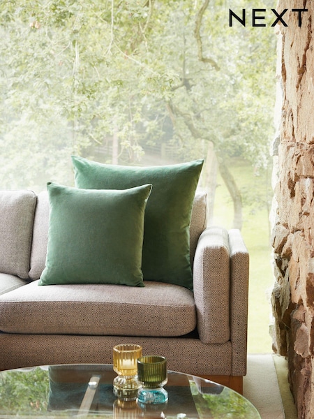 Dark Sage Green 43 x 43cm Matte Velvet Cushion (962184) | £7