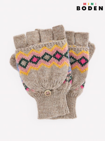 Pink - Boden Fairisle Mittens
