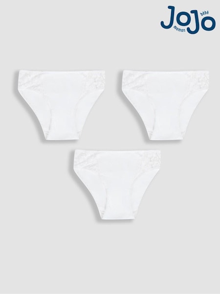 JoJo Maman Bébé White 3-Pack Lace Trim Maternity Knickers (962567) | £18