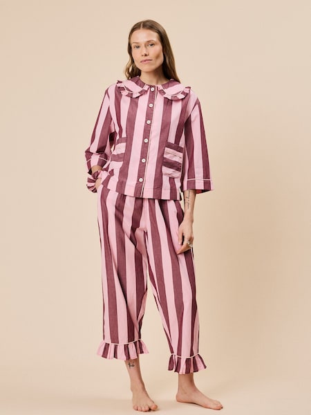 Pink - Tbco & Burgundy Stripe Pyjamas