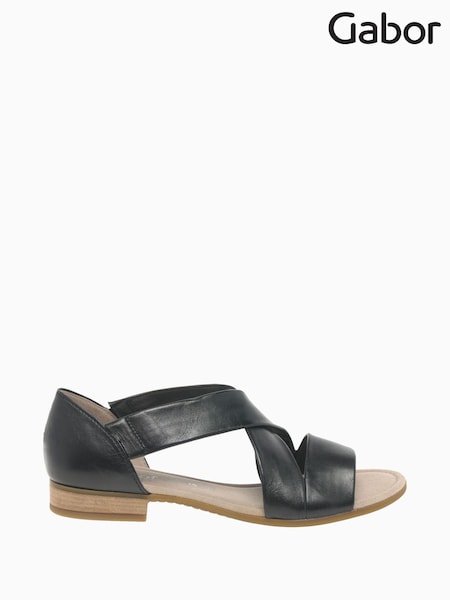 Gabor Wide Fit Sweetly Black Leather Sandals (964091) | £85