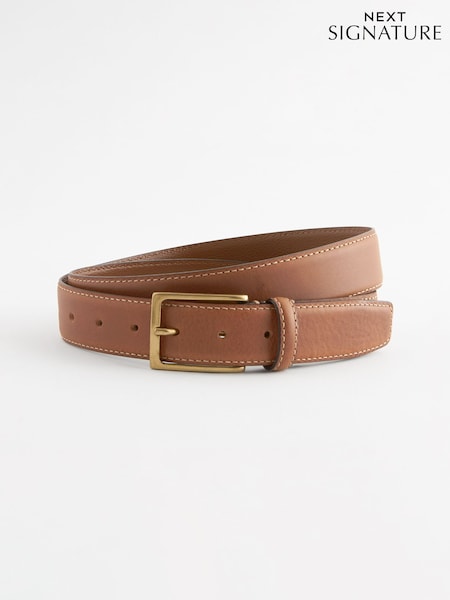 Tan Brown Signature Contrast Stitch Leather Belt (965436) | £25