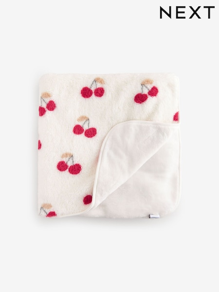 Cream Cherry Fleece Baby Blanket (967262) | £14