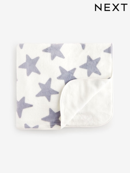 White/ Grey Star Fleece Baby Blanket (967321) | £14