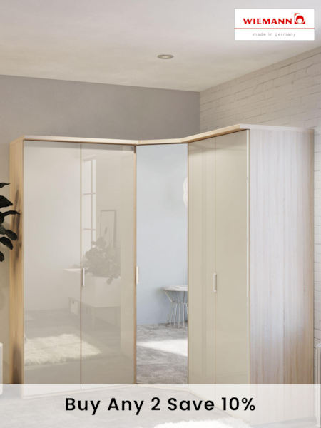 Wiemann Rustic Oak / White Peyton Corner Mirror Semi-Fitted Wardrobe (967467) | £565