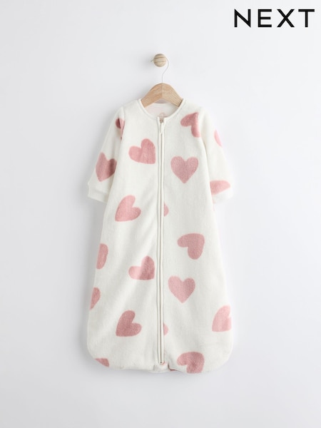 Pink Heart 2.5 Tog Fleece Long Sleeve Zip Sleep Bag (967681) | £30 - £34