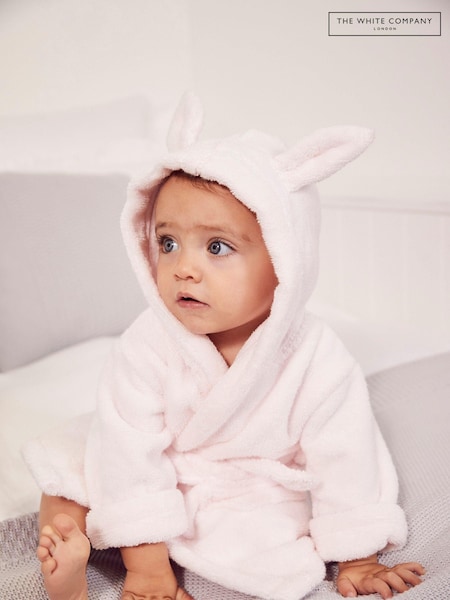 The White Company Baby Pink 100% Cotton Bunny Ears Dressing Gown (967690) | £28