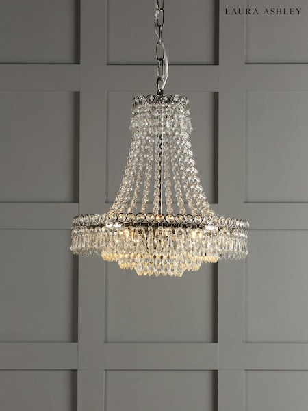 Laura Ashley Chrome Enid Cut Glass Chandelier Large Light (968288) | £499