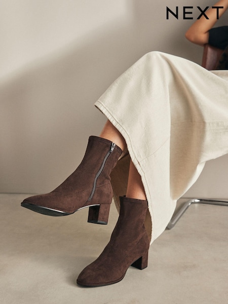 Chocolate Brown Standard/Wide Fit Forever Comfort® Ankle Sock Boots (968400) | £45