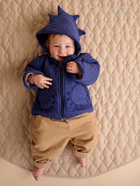 Blue - Purebaby Quilted Dragon Zip Jacket