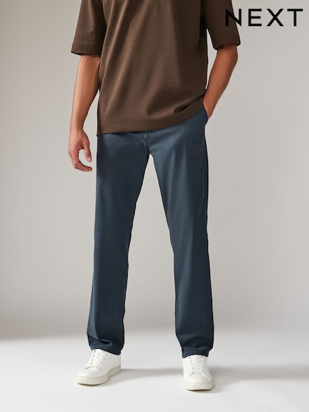 Blue Grey Mid Straight Fit Stretch Chinos Trousers (968610) | £24