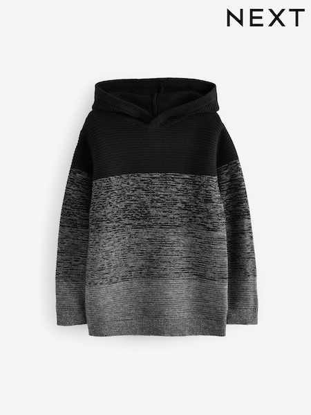 Black Ombre Colourblock 100% Cotton Knitted Hoodie (3-16yrs) (969367) | £18 - £23