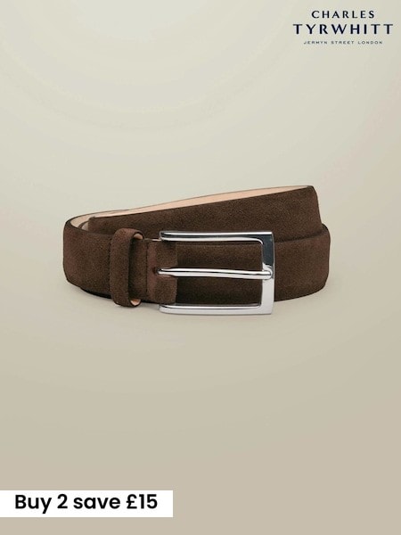Chocolate Brown - Regular Charles Tyrwhitt Suede Made In England Belt