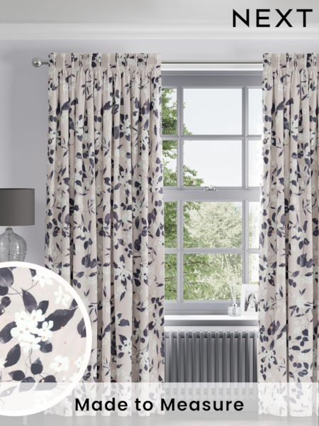 Pink Blossom Made to Measure 100% Cotton Curtains (970099) | £61