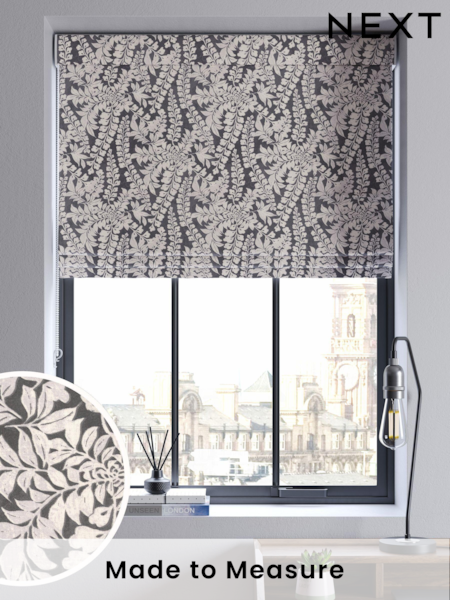 Grey Leaf Made to Measure 100% Cotton Roman Blinds (970173) | £52