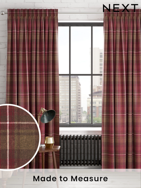 Red Highland Check Made to Measure Curtains (970248) | £82