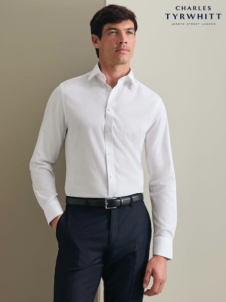 White - Regular Charles Tyrwhitt Non-iron Stretch Poplin Extra Slim Fit Shirt