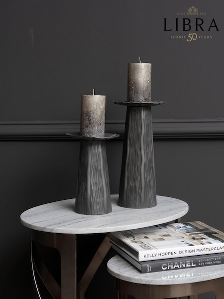 Libra Interiors Black Pelham Pillar Candle Holder Small (971092) | £37