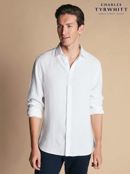White - Regular Charles Tyrwhitt Pure Linen Slim Fit Shirt