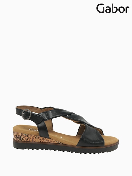 Gabor Wide Fit Tan Rich Leather Sandals (971565) | £85