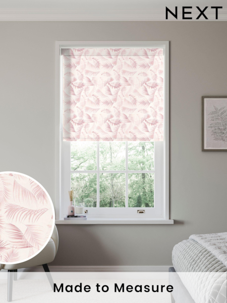 Blush Pink Fern Leaf Made to Measure Blackout Roller Blind (971925) | £63