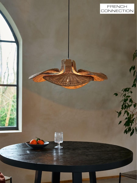 French Connection Natural Rattan Kylo Ceiling Pendant Light (972017) | £195