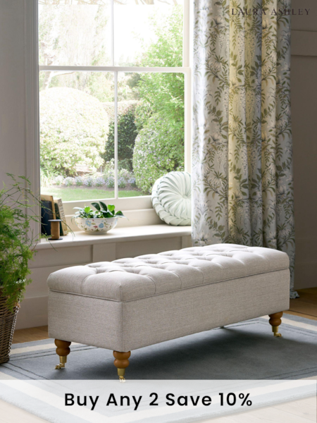 Laura Ashley Vivienne Soft Silver Ropsley Storage Ottoman Bench (972306) | £299