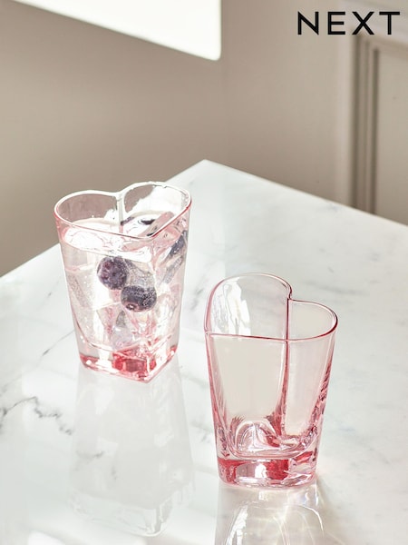 Set of 2 Pink Heart Tumblers (973118) | £14