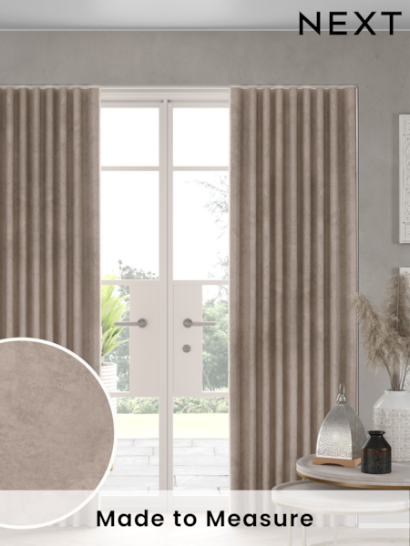 Natural Matte Velvet Made to Measure Curtains (973455) | £91