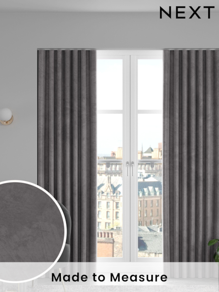Charcoal Grey Matte Velvet Made to Measure Curtains (973518) | £91
