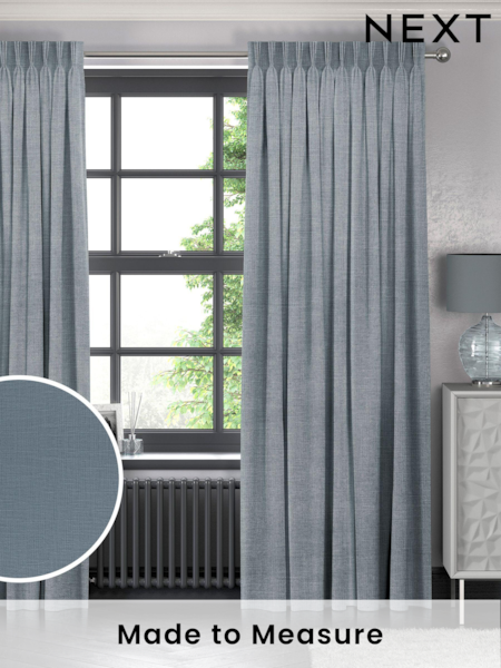 Blue Nikki Made to Measure Cotton/Linen Blend Curtains (973538) | £109
