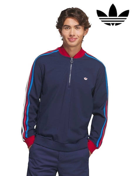 Blue - Regular Adidas Golf Adidas Original F 3-stripe Quarter Zip Sweat Top
