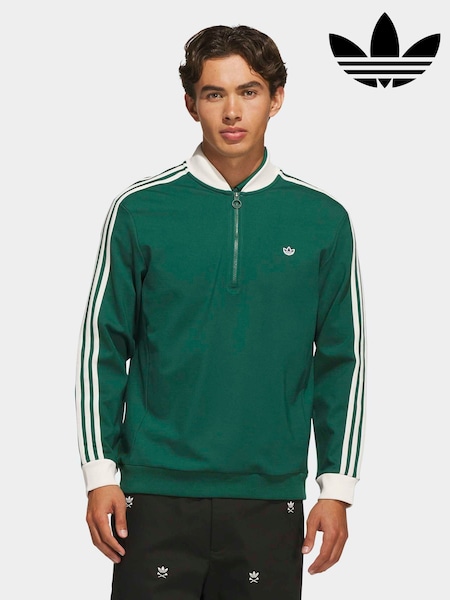 Green - Regular Adidas Golf Adidas Original F 3-stripe Quarter Zip Sweat Top
