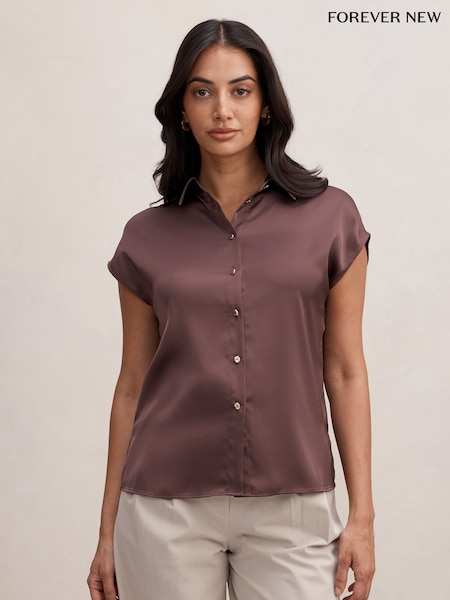 Brown - Forever New Nelly Grown On Sleeves Shirt