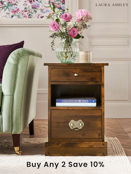 Laura Ashley Dark Chestnut Garrat 2 Drawer Side Table (974892) | £370