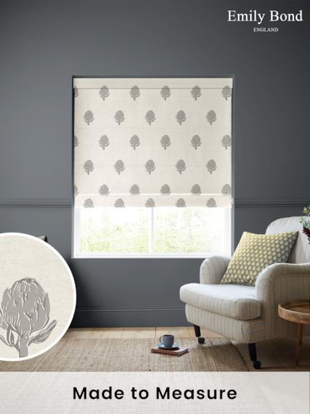Emily Bond Pebble Grey 100% Cotton Globe Made to Measure Roman Blinds (976459) | £79