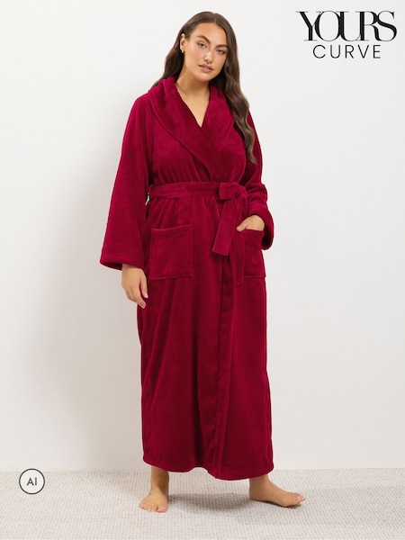 Red - Yours Curve Luxe Dressing Gown