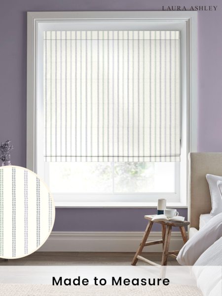 Laura Ashley Dove Grey Candy Stripe Made to Measure 100% Cotton Roman Blinds (977242) | £84