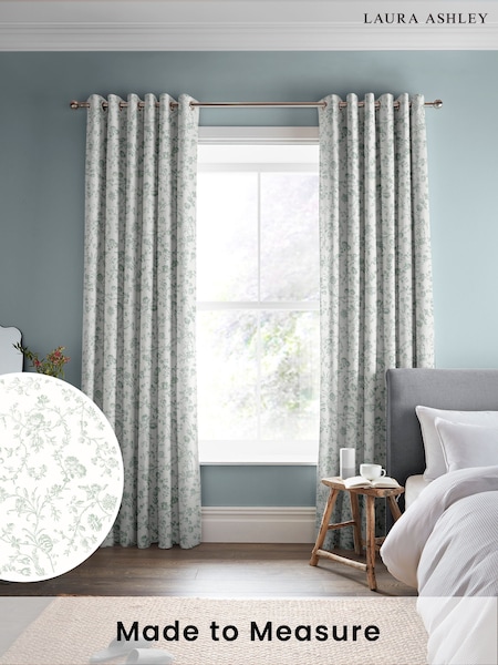 Laura Ashley Duck Egg Aria Made to Measure 100% Cotton Curtains (977438) | £100
