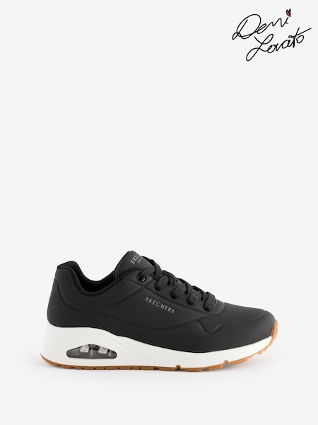Skechers Black/White Womens Uno Wide Fit Trainers (977661) | £79