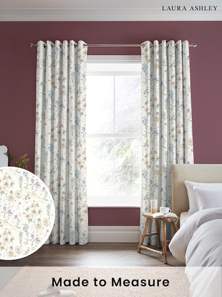 Laura Ashley Chalk Pink Wild Meadow Made to Measure 100% Cotton Curtains (978131) | £100
