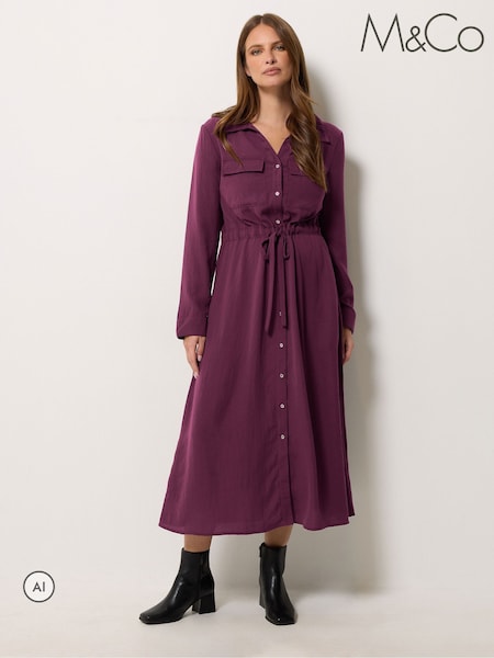 Purple - M&co Utility Maxi Shirt Dress