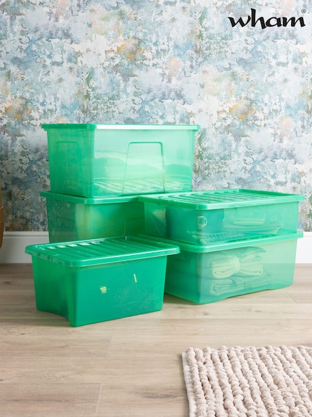Wham 5 Piece Green Crystal Multisize Storage Boxes (979511) | £36