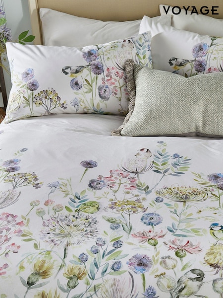 Voyage White Morning Chorus 100% Cotton Pillowcases (979578) | £25