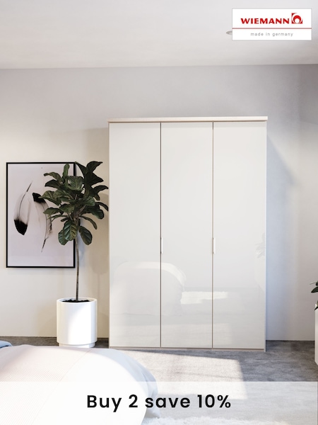 Wiemann Peyton Rustic Oak / White Glass Semi Fitted Triple Wardrobe (980005) | £775