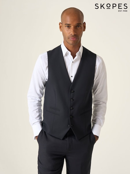 Skopes Black Newman Check Tailored Fit Suit Waistcoat (980033) | £55