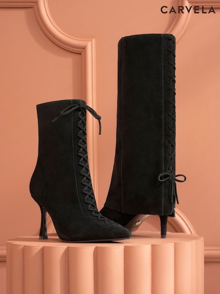 Black - Carvela Vittoria Cuff Suede Knee Boots