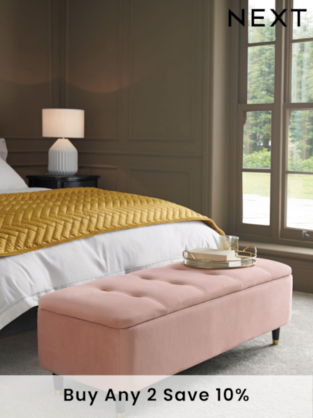 Opulent Velvet Blush Pink Stella Storage Ottoman Blanket Box (980306) | £240